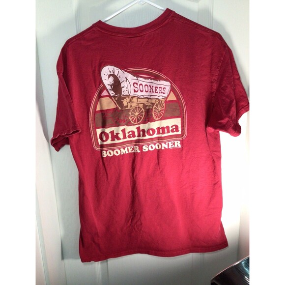Oklahoma Sooners OU Boomer Sooner Wagon Large Red T-Shirt - Picture 8 of 15